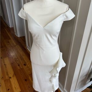 Jovani Elegant White Off-Shoulder Dress size 2
